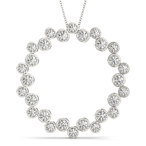 0.27 Ct Lab-Created Diamond Round Cut Micharl  Circle Pendants Necklaces in Silver 925