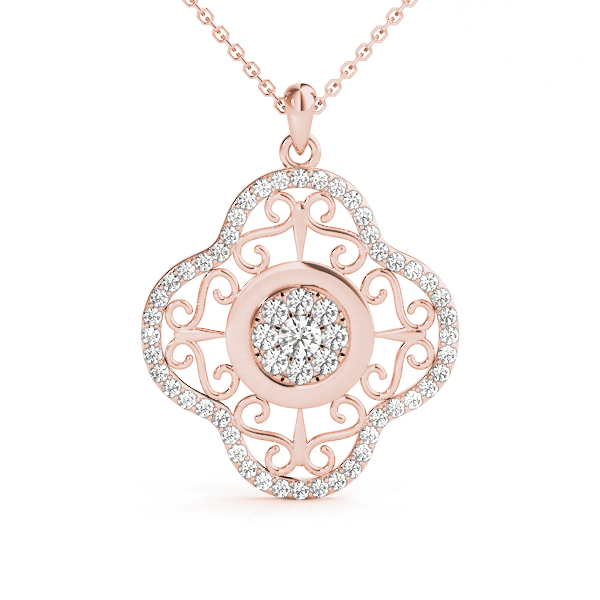 0.37 Ct Lab-Created Diamond Round Cut Stellan  Cluster Pendants Necklaces in Silver 925