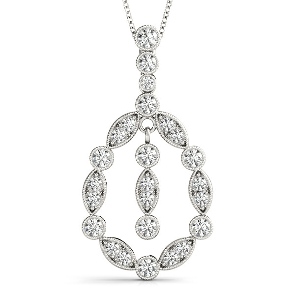 0.55 Ct Lab-Created Diamond Round Cut Spencer Designer Pendants Necklaces in Silver 925