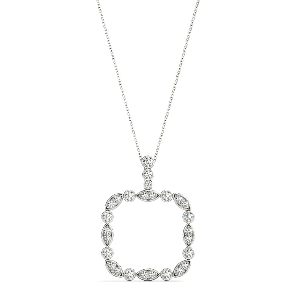 0.58 Ct Lab-Created Diamond Round Cut Paige Designer Pendants Necklaces in Silver 925