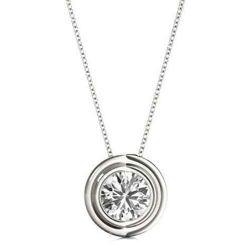 0.1 Ct Lab-Created Diamond Round Cut Bliss  Solitaire Pendant Necklaces in Silver 925