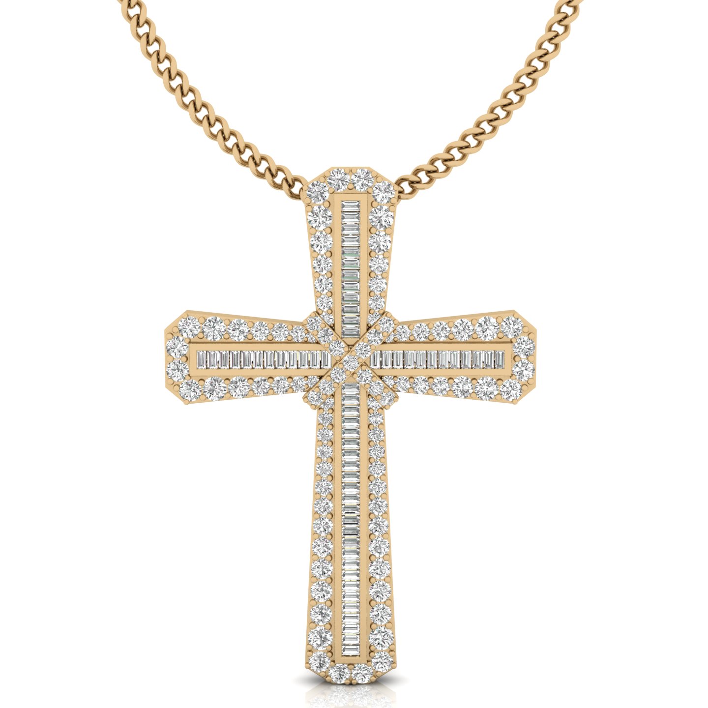 4.15 Ct Lab-Created Diamond Mixed Shape Cut Lydia Cross Pendants Necklaces in 9K White Gold