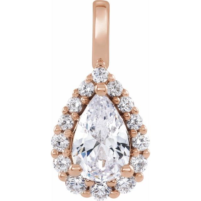 Jenolin Lab Grown Diamond Rose Gold 3 Prong Halo Pendant Necklace