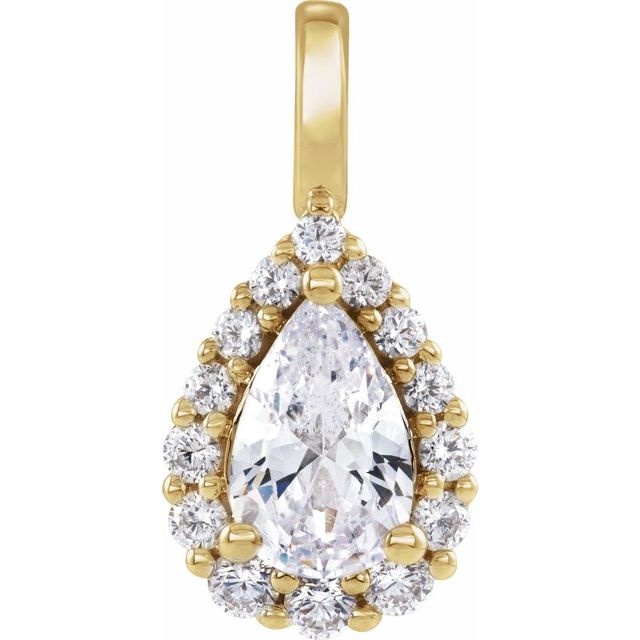 0.1 Ct Lab-Created Diamond Pear Cut Jenolin  Halo Pendant Necklaces in Silver 925