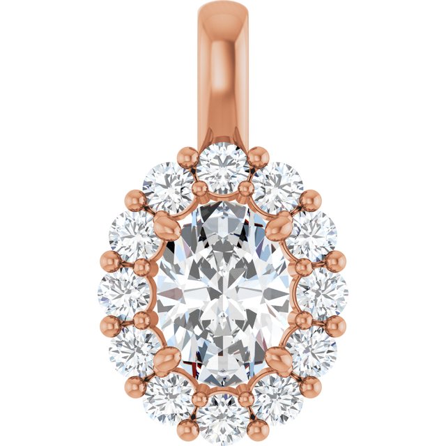 0.1 Ct Natural Diamond Oval Cut Jonita  Halo Pendant Necklaces in Silver 925