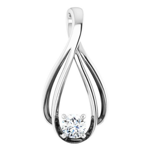 0.1 Ct Natural Diamond Round Cut Romily  Solitaire Pendant Necklaces in Silver 925