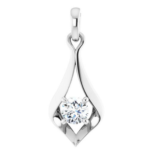 0.1 Ct Natural Diamond Round Cut Ronalee  Solitaire Pendant Necklaces in Silver 925
