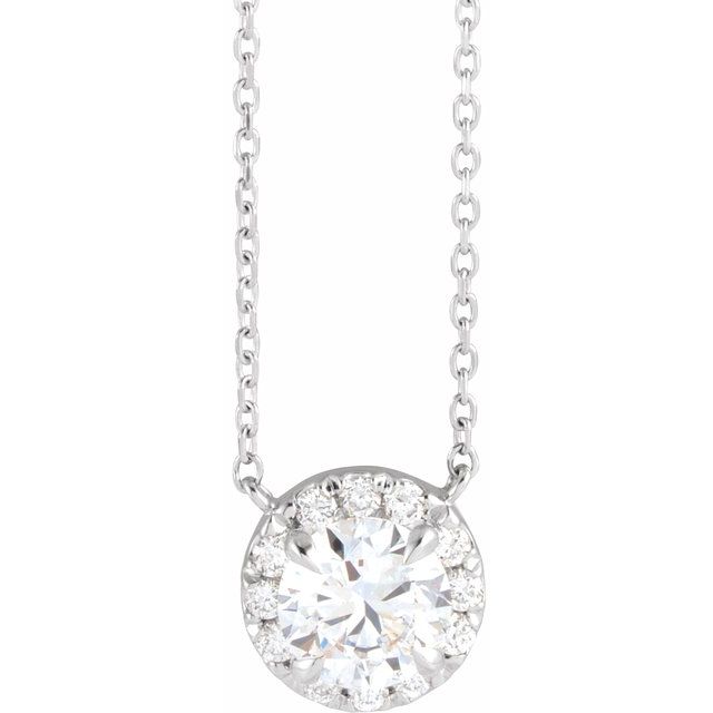 0.1 Ct Natural Diamond Round Cut Jebita  Halo Pendant Necklaces in Silver 925