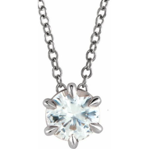 0.1 Ct Natural Diamond Round Cut Ronaleah  Solitaire Pendant Necklaces in Silver 925