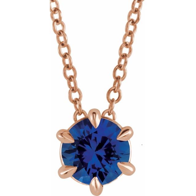Ronilda Blue Sapphire 6 Prong  Necklace
