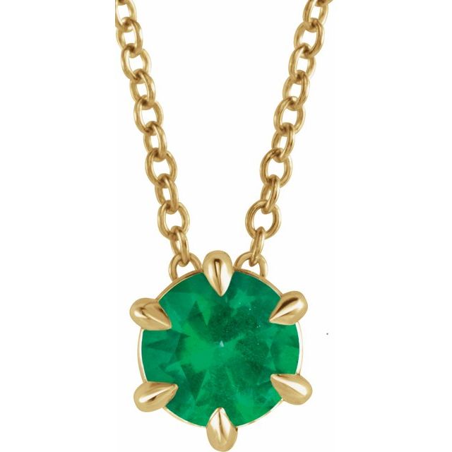 0.1 Ct Emerald Round Cut Rosannah  Solitaire Pendant Necklaces in Silver 925