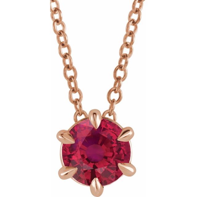 Rosarja Natural Ruby 6 Prong  Necklace