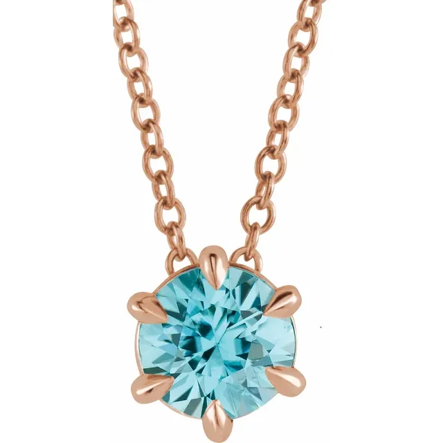 Rowana Aquamarine 6 Prong  Necklace