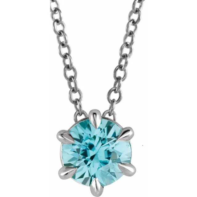 Rowana Aquamarine 6 Prong  Necklace