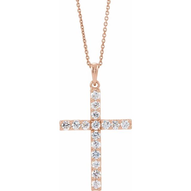 0.1 Ct Natural Diamond Round Cut Bemina  Cross Pendants Necklaces in Silver 925