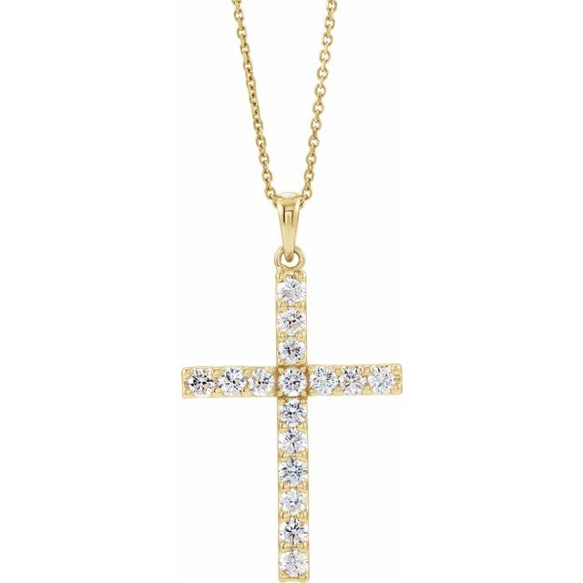 0.1 Ct Natural Diamond Round Cut Bemina  Cross Pendants Necklaces in Silver 925