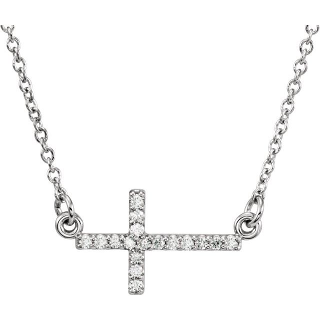 0.25 Ct Lab-Created Diamond Round Cut Jenithra  Cross Pendants Necklaces in Silver 925