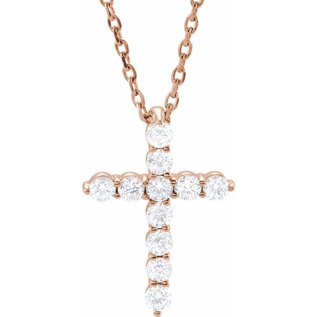 0.1 Ct Natural Diamond Round Cut Daniella  Cross Pendants Necklaces in Silver 925