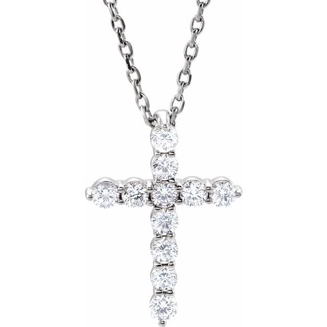 0.1 Ct Natural Diamond Round Cut Daniella  Cross Pendants Necklaces in Silver 925
