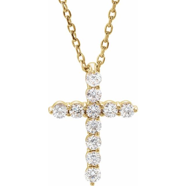 0.1 Ct Natural Diamond Round Cut Daniella  Cross Pendants Necklaces in Silver 925