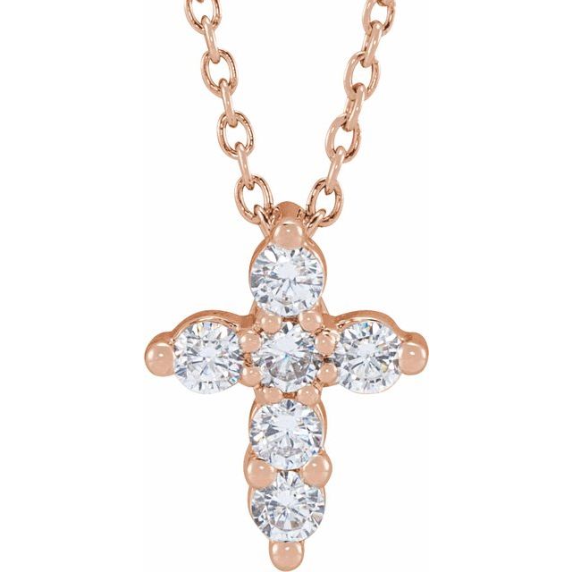 0.25 Ct Lab-Created Diamond Round Cut Felixa Cross Pendants Necklaces in Silver 925