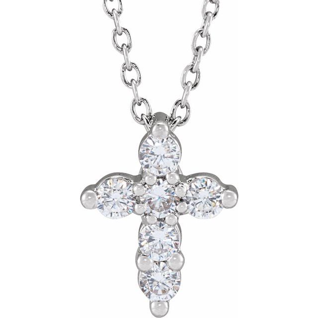 0.25 Ct Lab-Created Diamond Round Cut Felixa Cross Pendants Necklaces in Silver 925