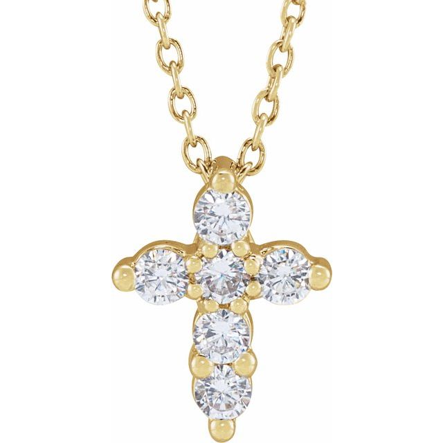 0.25 Ct Lab-Created Diamond Round Cut Felixa Cross Pendants Necklaces in Silver 925