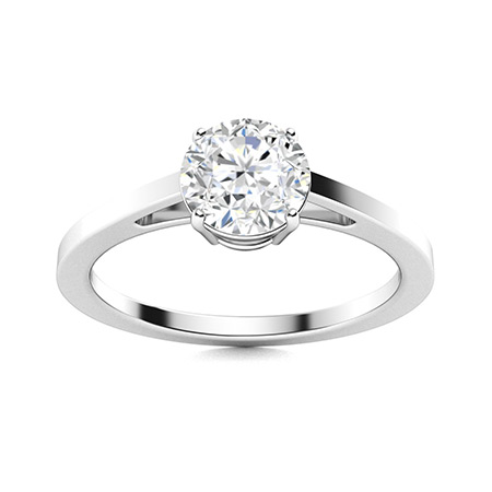 0.2 Ct Natural Round Cut Chanelle  Solitaire Diamond Rings in 9K White Gold