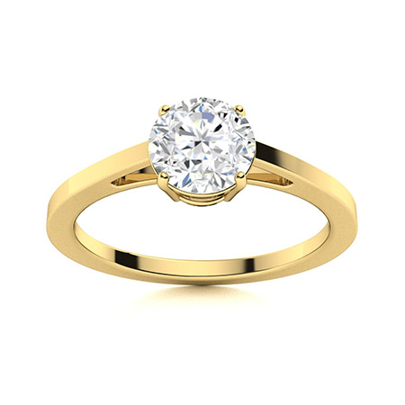 Chanelle Natural Yellow Gold 4 Prong Solitaire Diamond Ring