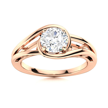 0.2 Ct Lab-Created Round Cut Caraline  Solitaire Diamond Rings in 9K White Gold
