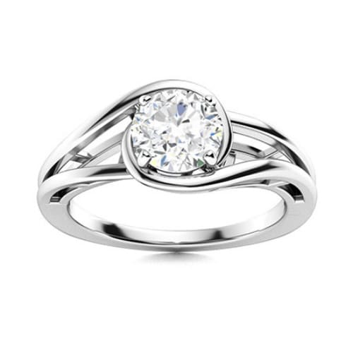 0.2 Ct Lab-Created Round Cut Caraline  Solitaire Diamond Rings in 9K White Gold