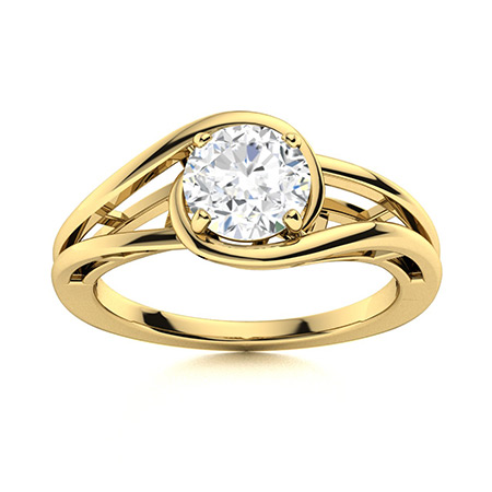 0.2 Ct Lab-Created Round Cut Caraline  Solitaire Diamond Rings in 9K White Gold