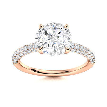 0.2 Ct Lab-Created Diamond Round Cut Cleva  Side Stone Engagement Rings in Silver 925