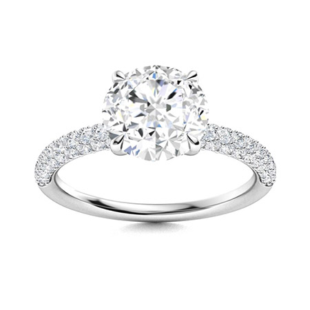 0.20-3.00 Carat Classic 4 Prong Diamond Engagemenrt Ring With Side Stones
