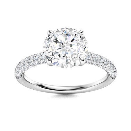 0.2 Ct Lab-Created Diamond Round Cut Cleva  Side Stone Engagement Rings in Silver 925