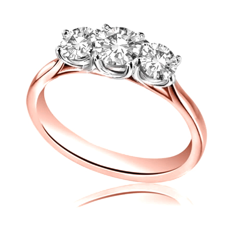 2 Ct Lab-Created Round Cut Demetrice  Trilogy Engagement Diamond Rings in Silver 925