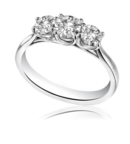 0.20-3.00 Carat Round Cut Diamond Trellis Set Trilogy Engagement Ring