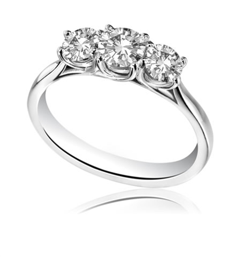 2 Ct Lab-Created Round Cut Demetrice  Trilogy Engagement Diamond Rings in Silver 925