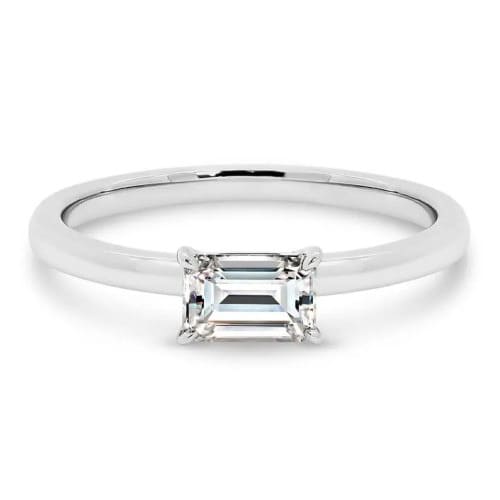 0.25 Ct Natural Emerald Cut Clemence  Solitaire Diamond Rings in 9K White Gold