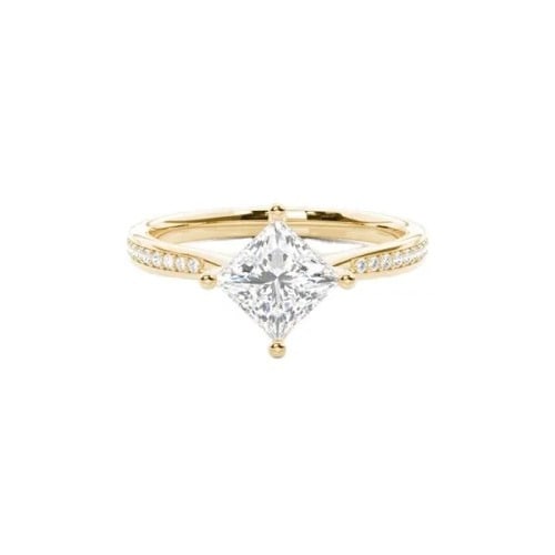0.25 Ct Lab-Created Diamond Princess Cut Belet  Side Stone Engagement Rings in Silver 925
