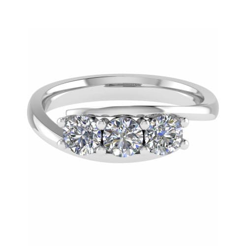 0.33 Ct Lab-Created Round Cut Danara  Trilogy Engagement Diamond Rings in 9K White Gold