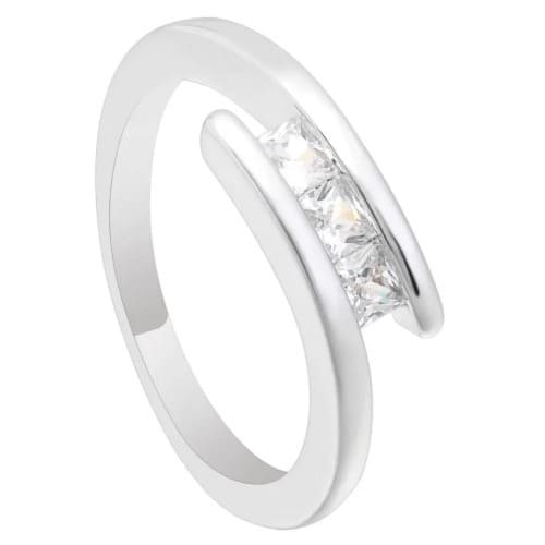 0.5 Ct Lab-Created Princess Cut Donita  3 Stone Ring Diamond Rings in Silver 925