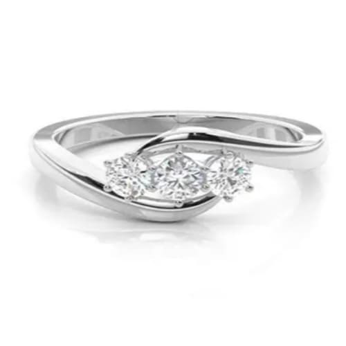 0.5 Ct Lab-Created Round Cut Deanndra  Trilogy Engagement Diamond Rings in Silver 925