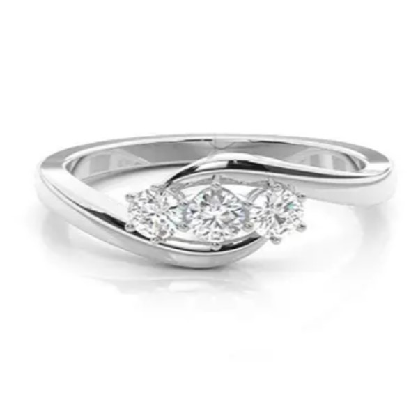 0.5 Ct Lab-Created Round Cut Deanndra  Trilogy Engagement Diamond Rings in Silver 925