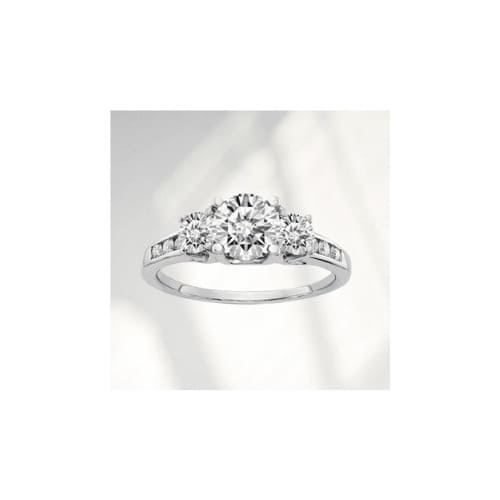 0.75 Ct Lab-Created Round Cut Dairrica  3 Stone Ring Diamond Rings in 9K White Gold