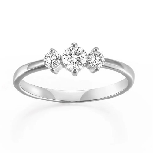 0.33 Ct Lab-Created Round Cut Darienne  Trilogy Engagement Diamond Rings in 9K White Gold