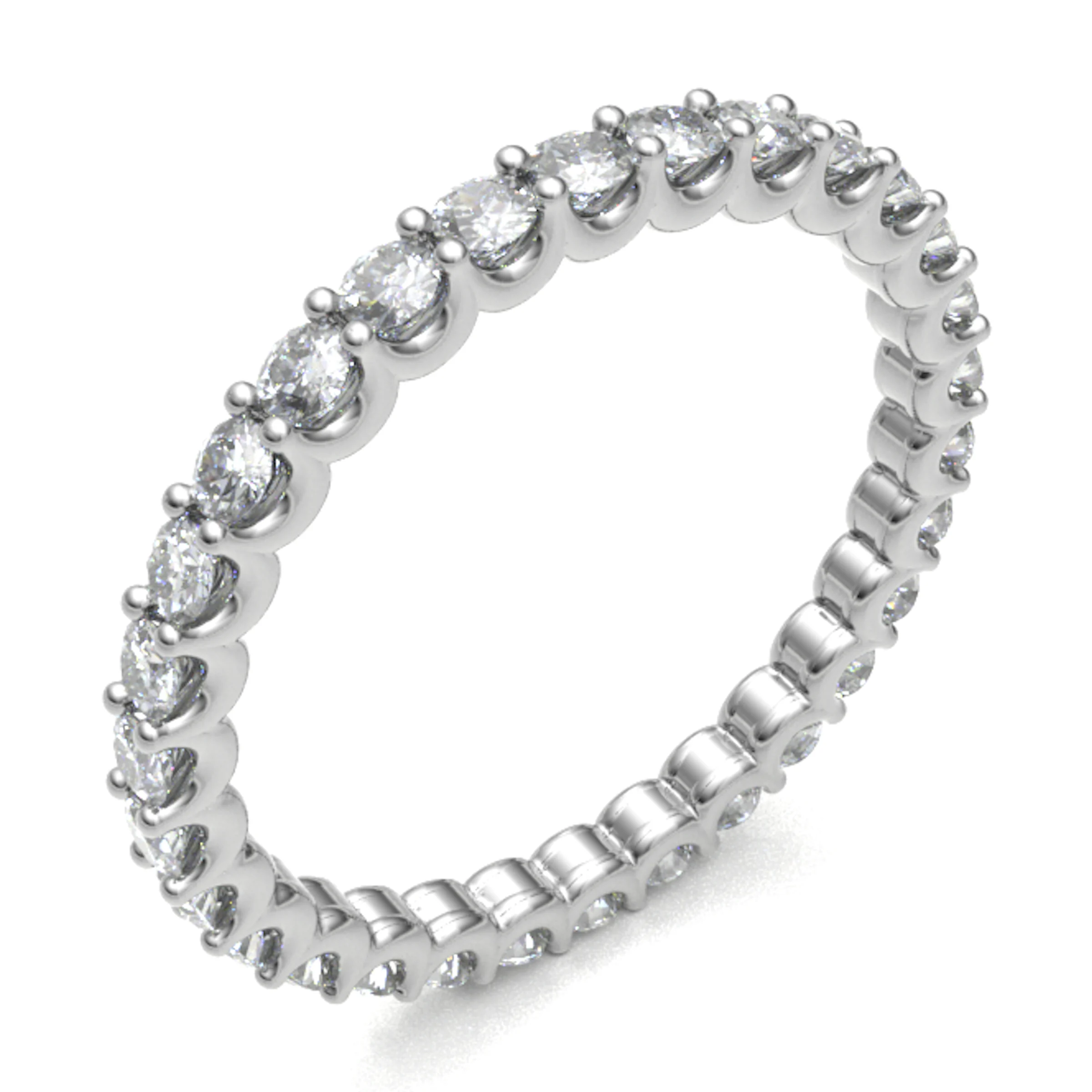 F Si Natural Round Cut Diamond U Prong Set Full Eternity Ring In 9K White Gold