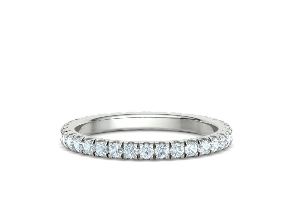 1.00 Carat F/SI Natural Round Cut Diamond Micro Pave Set Full Eternity Ring in 9k White Gold