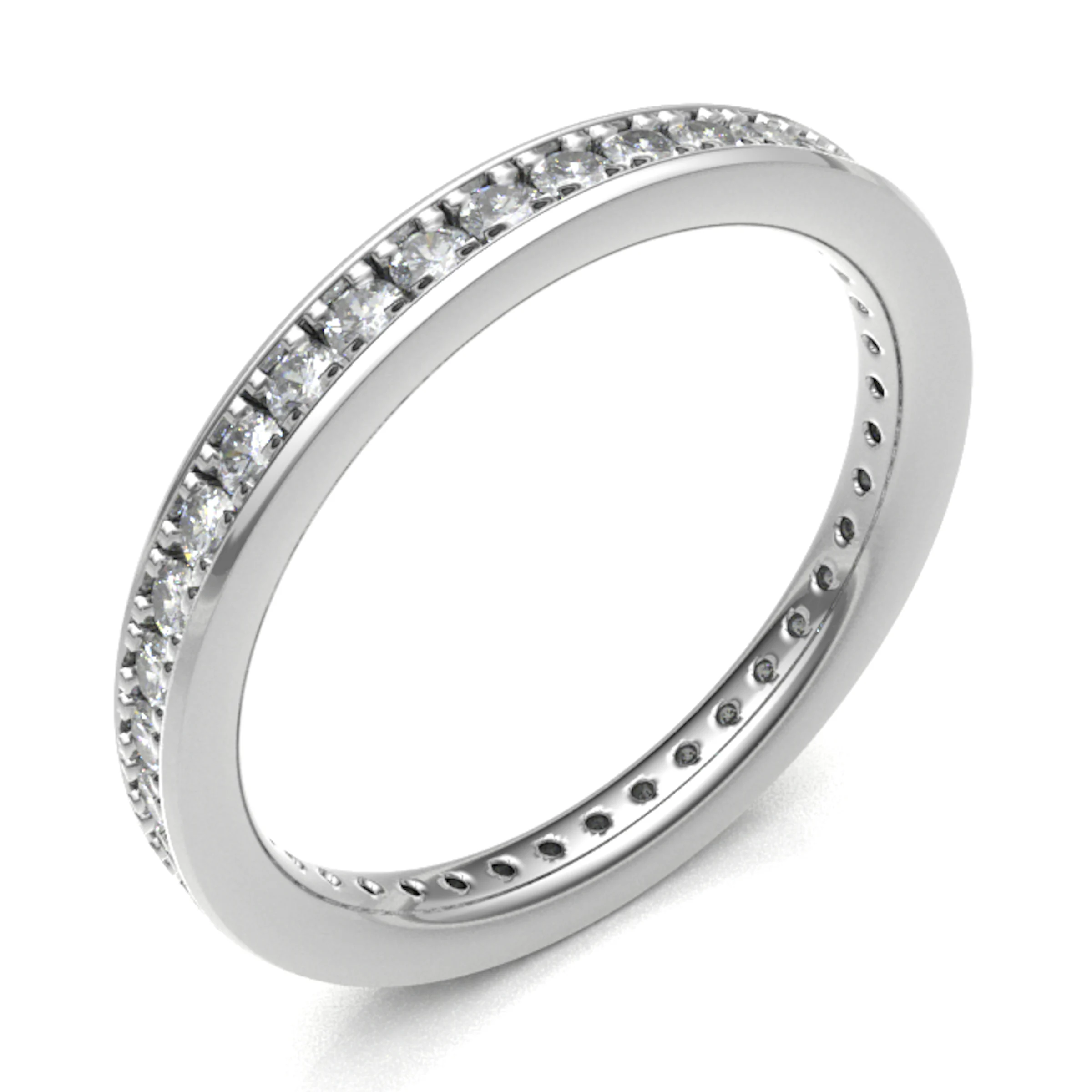 0.50 Carat F/SI Natural Round Cut Diamond Grain Set Full Eternity Ring in 9k White Gold
