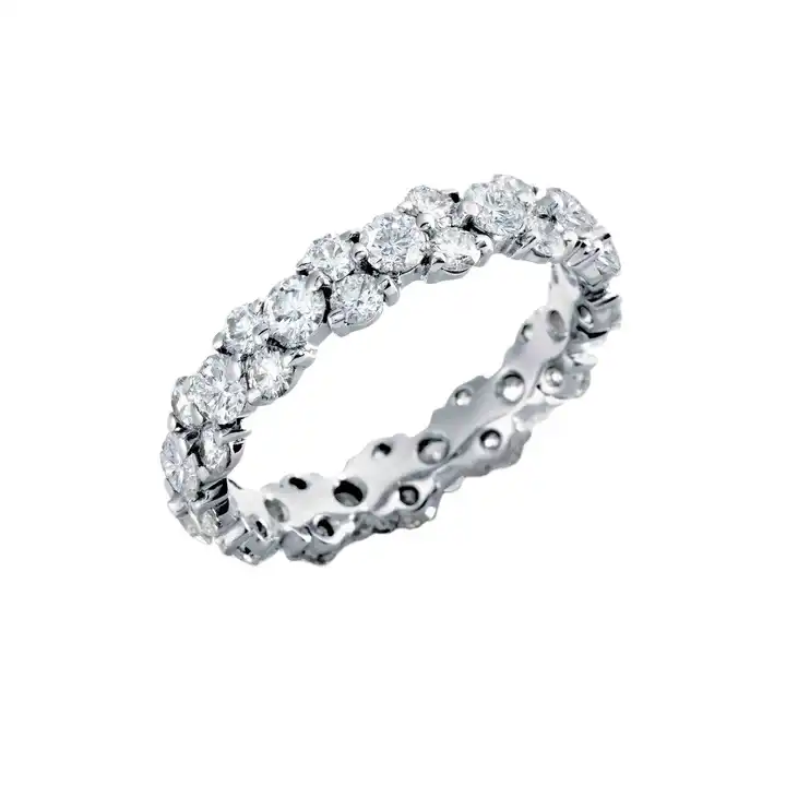 F Si Natural Round Cut Diamond Garland Style Full Eternity Ring In 9K White Gold